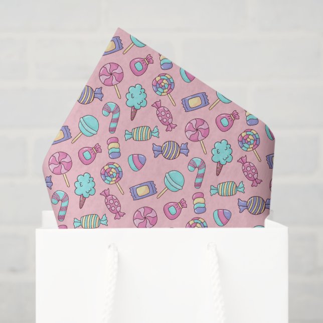 Seda Papel de Decoupage de Doces, Aniversário de Doçura (Sacola de presentes)
