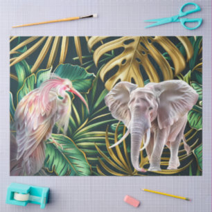 Seda Papel de Decoupage de Elefante da Selva em Aquarel