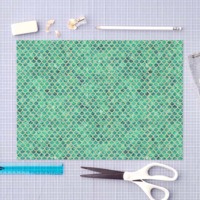 Seda Papel de Decoupage de Escamas de Sereia de Vidro E (Arte )