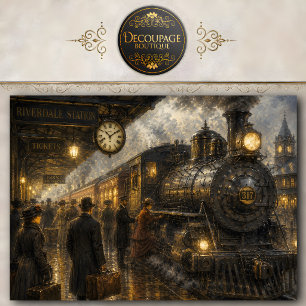 Seda Papel de Decoupage de Estação de Trem Vintage