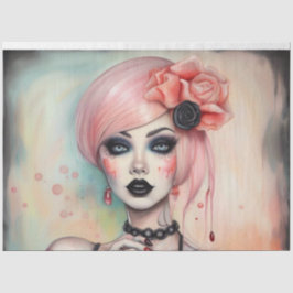 Seda Papel de Decoupage de Garota de Gótico de Cabelo R