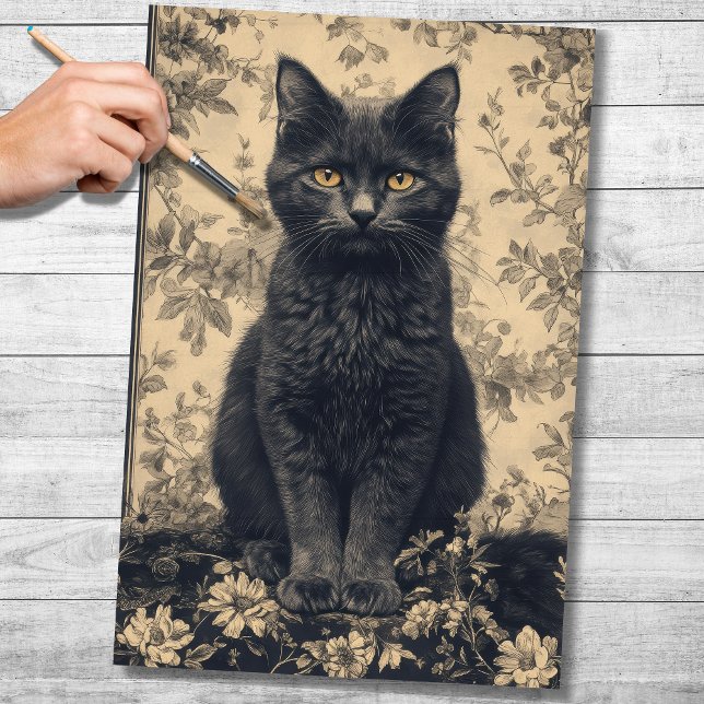 Seda Papel de Decoupage de Gato Negro (Criador carregado)