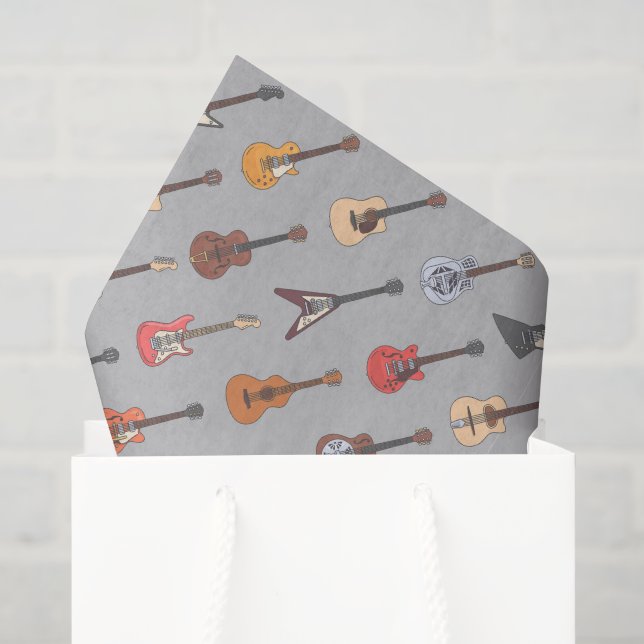 Seda Papel de Decoupage de Guitarra, Lenço de Música (Sacola de presentes)