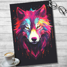 Seda Papel de Decoupage de Lobos Virado Geométrico