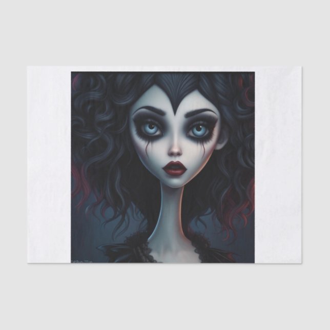 Seda Papel de Decoupage de Menina Gótica de Vamp (Frente )