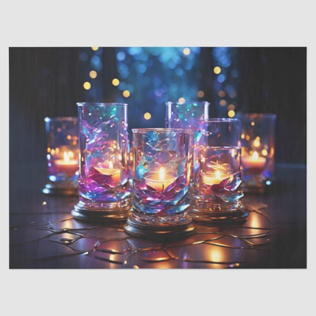 Seda Papel de Decoupage de Natal com Velas de Vidro Rad (Frente )