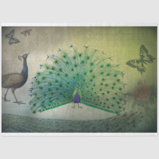 Seda Papel de Decoupage de Peacock