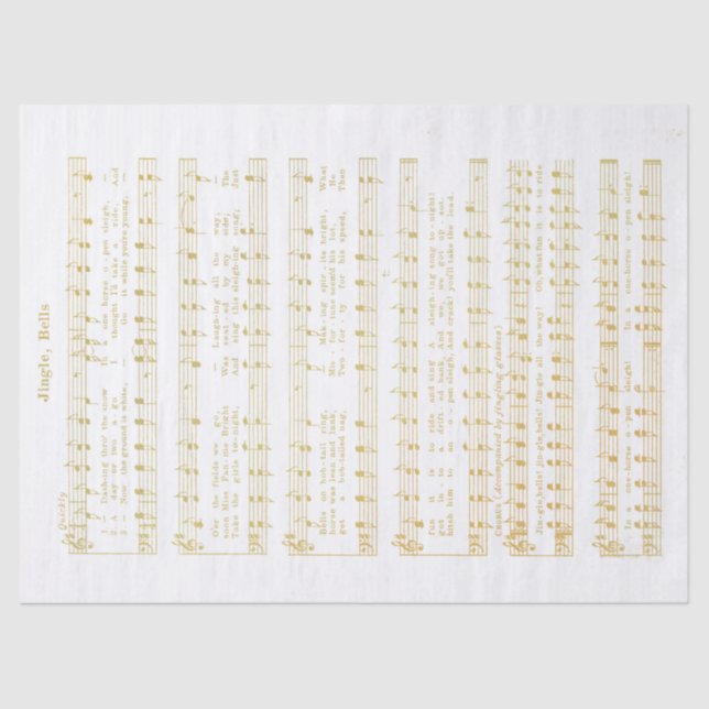 Seda Papel de Decoupage de Tecido Feriado Jingle Bells  (Frente )