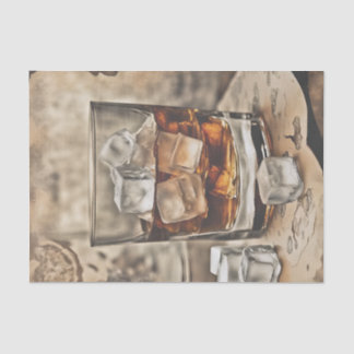 Seda Papel de Decoupage de um Copo de Uísque Bourbon