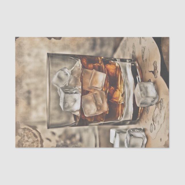 Seda Papel de Decoupage de um Copo de Uísque Bourbon (Frente )