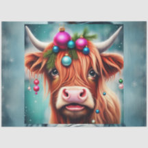 Papel de Decoupage de Vaca Highland Cor-de-Rosa