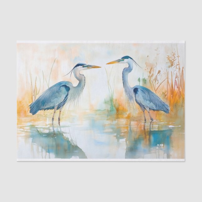Seda Papel de Decoupage do Blue Herons 5 (Frente )
