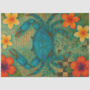 Seda Papel de Decoupage do Caranguejo Azul Tropical - C