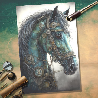 Seda Papel de Decoupage do Cavalo Steampunk 2