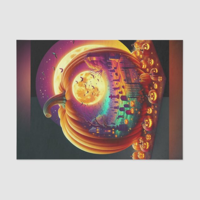 Seda Papel de Decoupage do Halloween no Cemitério de Bo (Frente )