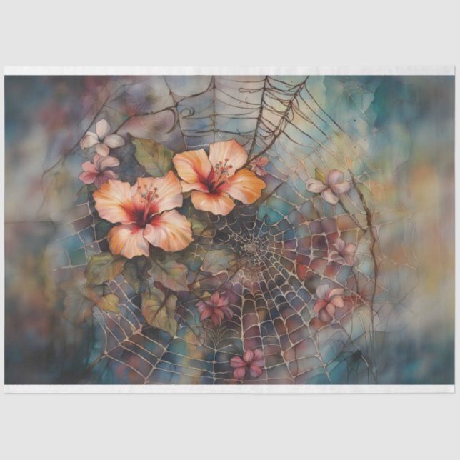 Seda Papel de Decoupage do Hibiscus Arderweb com Aquare (Frente )