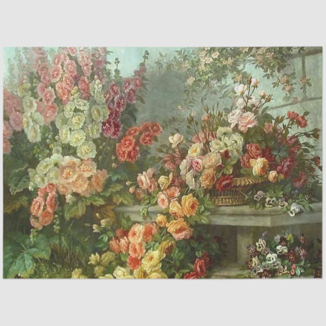 Seda  Papel de Decoupage do Jardim Floral (Frente )