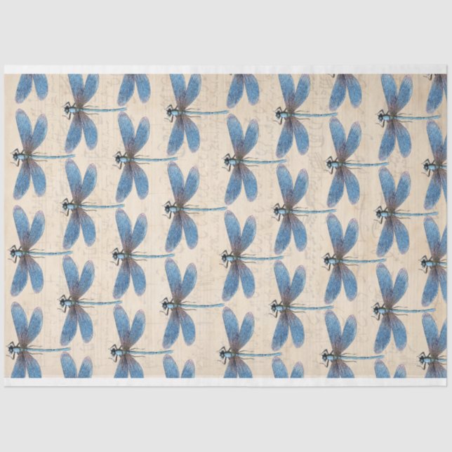 Seda Papel de Decoupage do Mobiliário Azul Dragonfly (Frente )