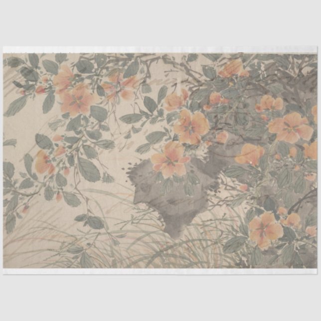 Seda Papel de Decoupage do Mobiliário de Script Floral (Frente )