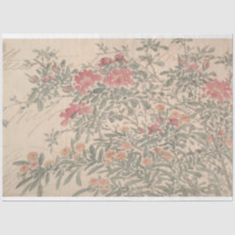 Seda Papel de Decoupage do Mobiliário de Script Floral