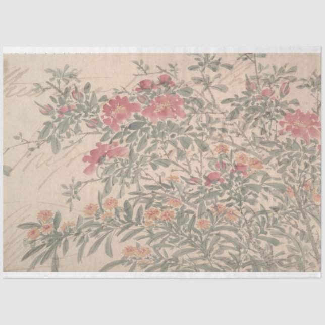 Seda Papel de Decoupage do Mobiliário de Script Floral (Frente )