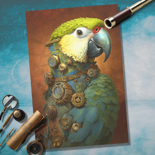 Seda Papel de Decoupage do Parrot Steampunk 4