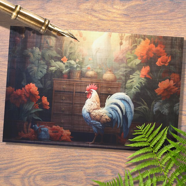 Seda Papel de Decoupage do Rooster Watercolor 1 (Criador carregado)