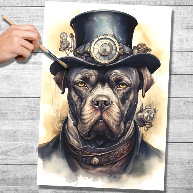Seda Papel de Decoupage do Steampunk Cane Corso 2 (Criador carregado)