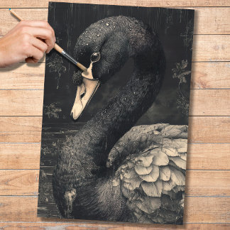 Seda Papel de Decoupage do Swan Negro 2