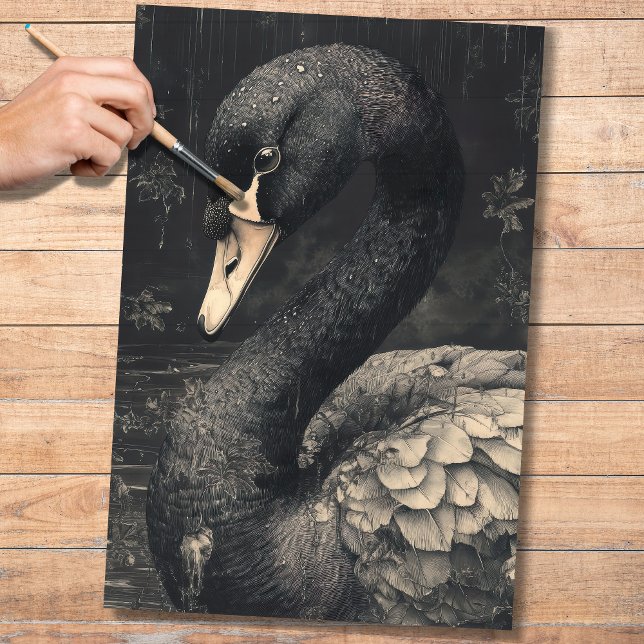 Seda Papel de Decoupage do Swan Negro 2 (Criador carregado)