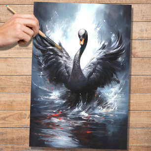 Seda Papel de Decoupage do Swan Preto 3