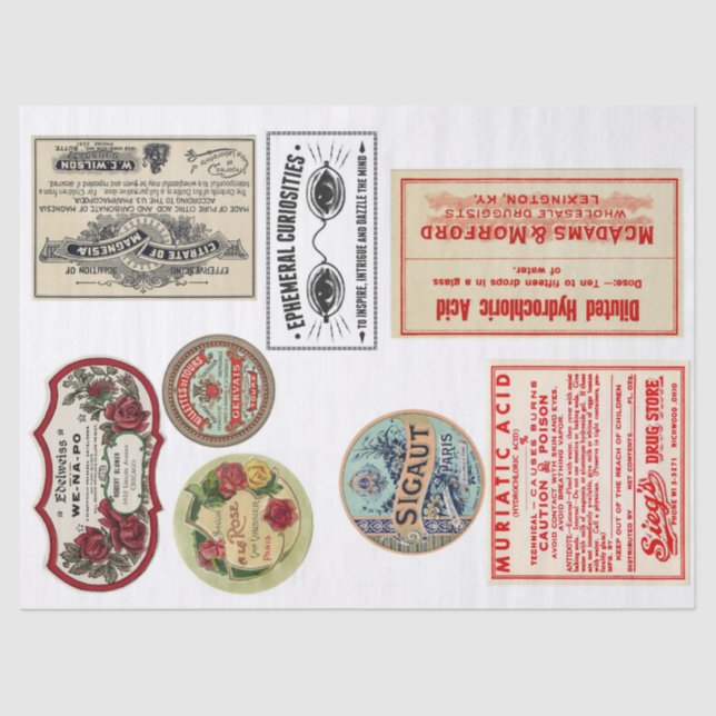 Seda Papel de Decoupage dos elementos da etiqueta do (Frente )