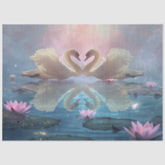 Seda Papel de Decoupage Enchanted Swan Lake Romance