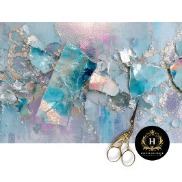Seda Papel de Decoupage Escama de Dragão Cristal Aqua