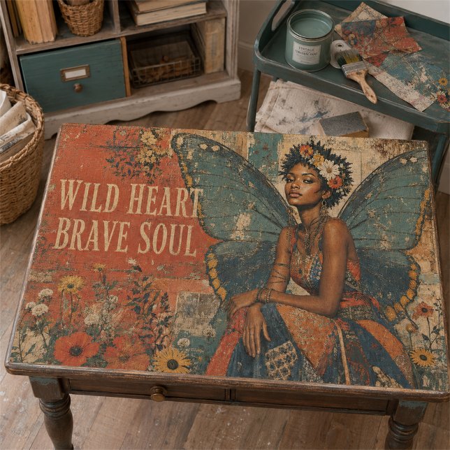 Seda Papel de Decoupage Fada Borboleta Coração Selvagem (Criador carregado)