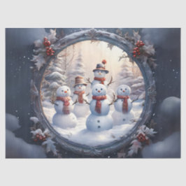 Seda Papel de Decoupage Família de Boneco de Neve Encan