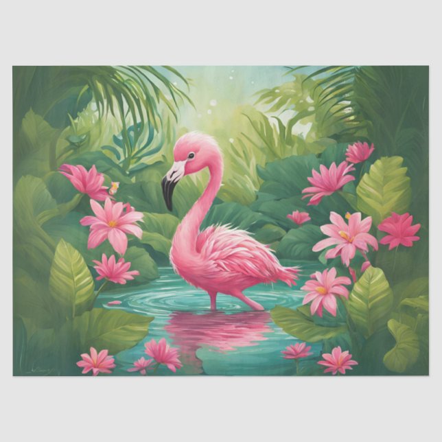 Seda Papel de Decoupage Flamingo Bebê (Frente )