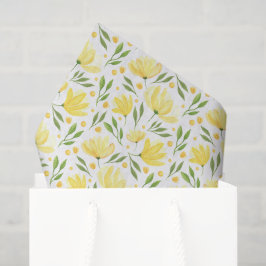 Seda Papel de Decoupage Floral Amarelo, Botânico