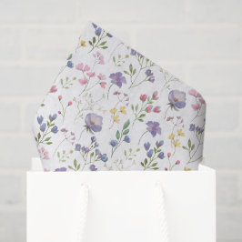 Seda Papel de Decoupage Floral Roxo, Flores Silvestres