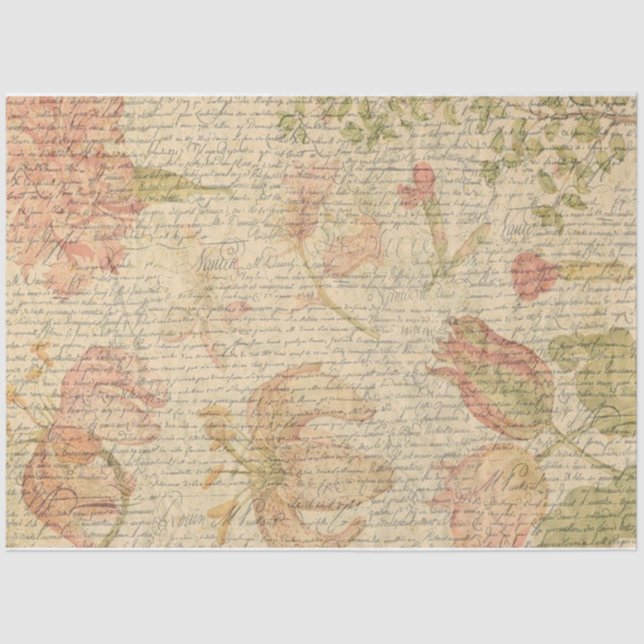 Seda Papel de Decoupage Floral & Script (Frente )
