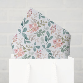 Seda Papel de Decoupage Floral Verde Pêssego, Botânico