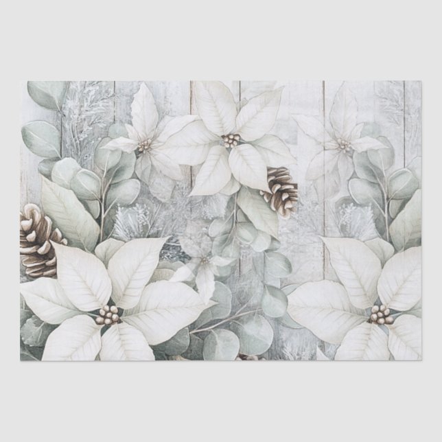 Seda Papel de Decoupage Flores de Inverno Branco Desgas (Frente )