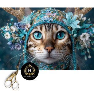 Seda Papel de Decoupage Gato Bengal Antílope de Inverno