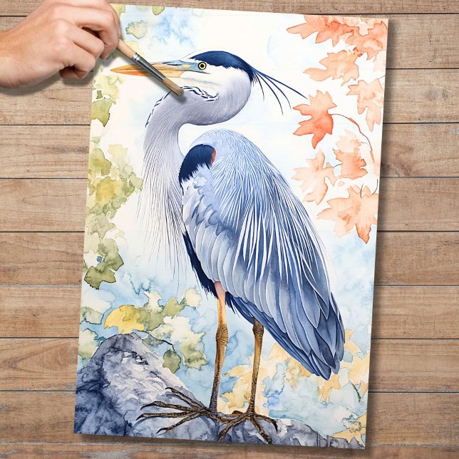 Seda Papel de Decoupage Heron 4 Azul (Criador carregado)