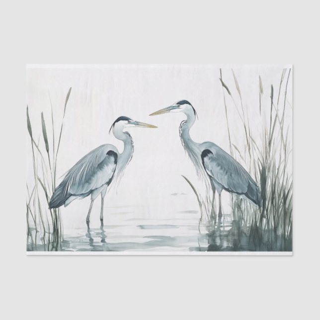Seda Papel de Decoupage Herons Azul 6 (Frente )