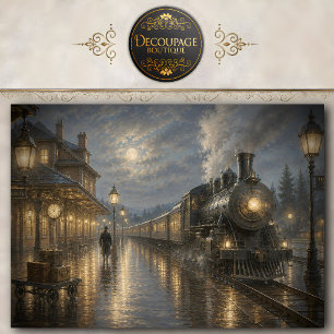 Seda Papel de Decoupage para Tecido Estação de Trem ao