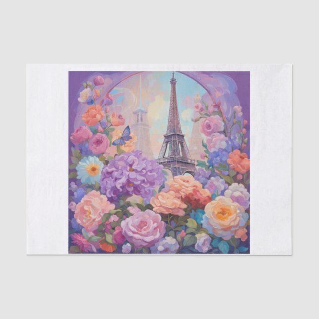 Seda Papel de Decoupage Pastel em Torre Eiffel Quadrado (Frente )