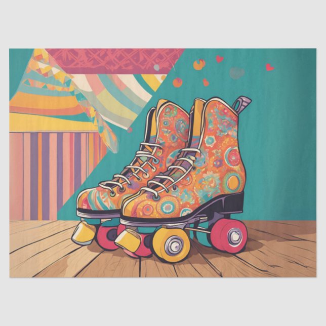 Seda Papel de Decoupage Patins de Rolamento Retro (Frente )