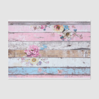 Seda Papel de Decoupage Pink Flower-Wood Plank