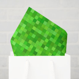 Seda Papel de Decoupage Pixels Verdes, Estilo Bloco de 